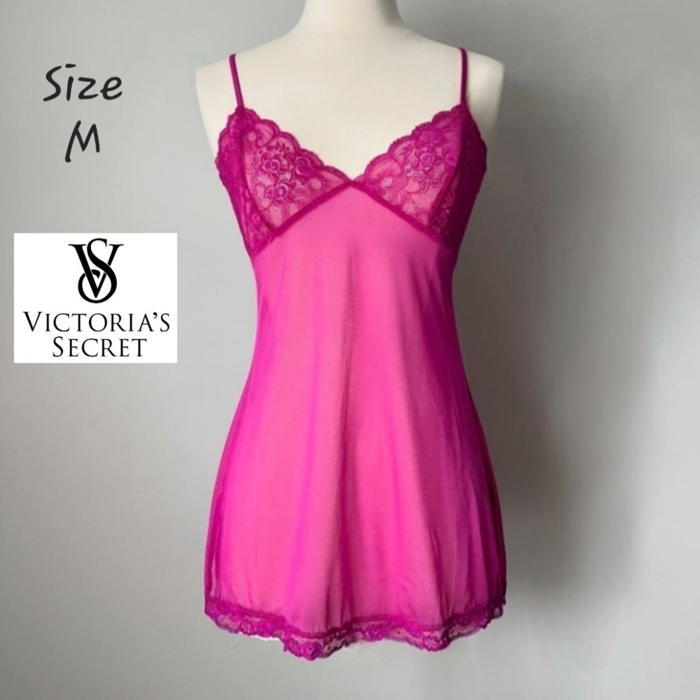 Vintage Victoria's Secret Lace and Mesh Slip / Cami - Women's Size M